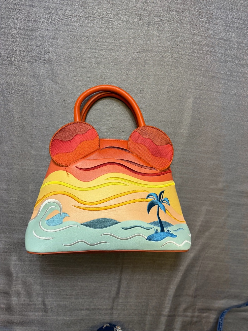Disney Our Universe Sunset Mickey Ears Zip Bag  Beach Palm Tree Cute